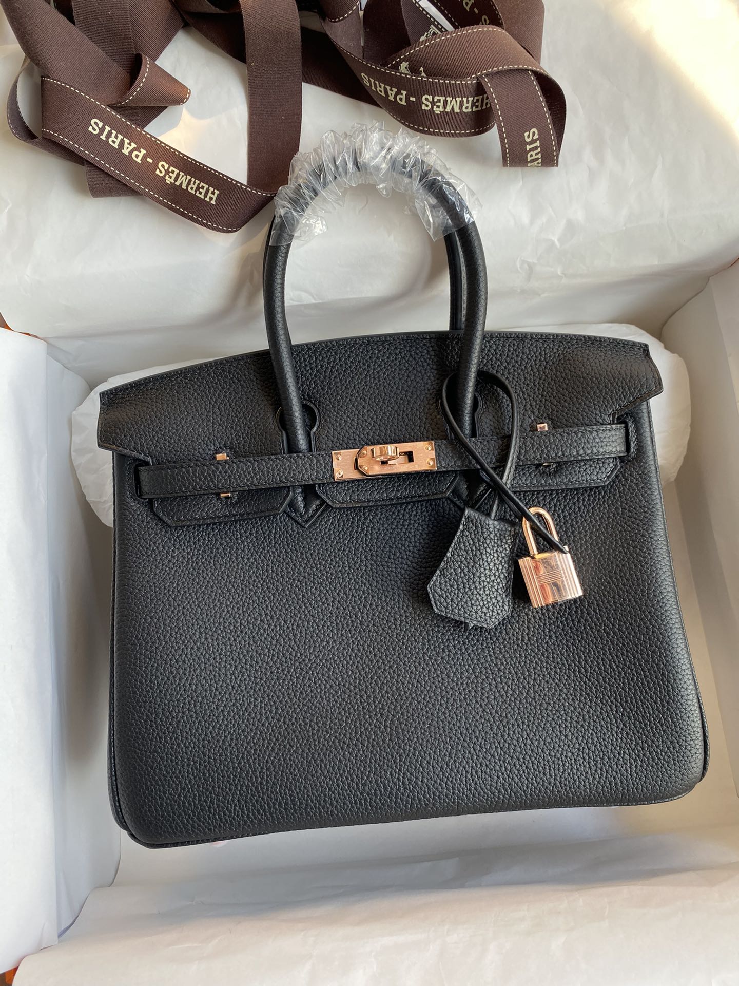 Hermes Birkin 25CM Togo Leather Handbag Black